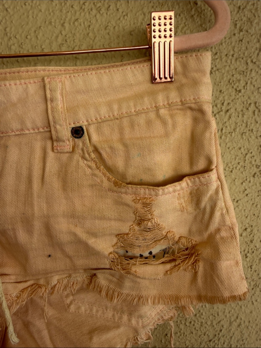 Peach Pink Lace-Up Distressed festival Denim Shorts - Picture 5 of 6